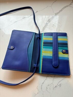 My Walit Leather Small Crossbody Card Holder Adjustable Strap Travel in Seascape